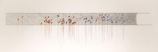 Lieve Smets. Making memories. 2022. Coton, silk, cashmere, needles. 1,7 x 0,6m.